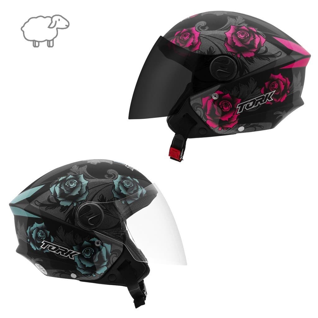 Capacete Aberto Moto Liberty Flowers Fosco Pro Tork Feminino e Masculino Moto Motoqueiro Oferta Lançamento