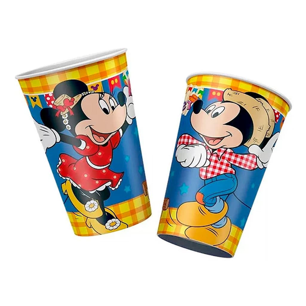 KIT 12 UNID. - COPO ARRAIÁ MICKEY