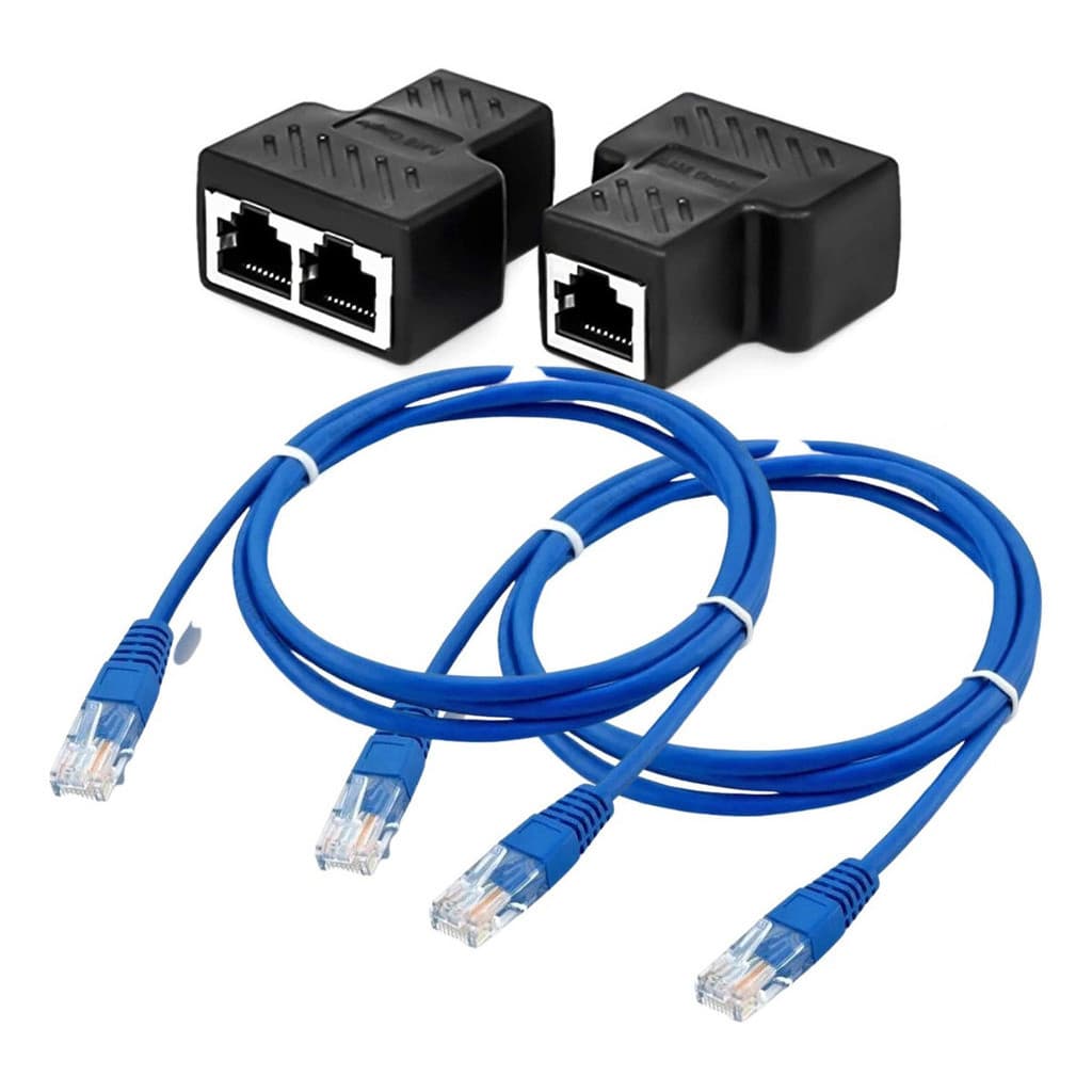 Duplicador Rede Entrada 2 Saídas + 2 Cabos 10M Rj45 Internet