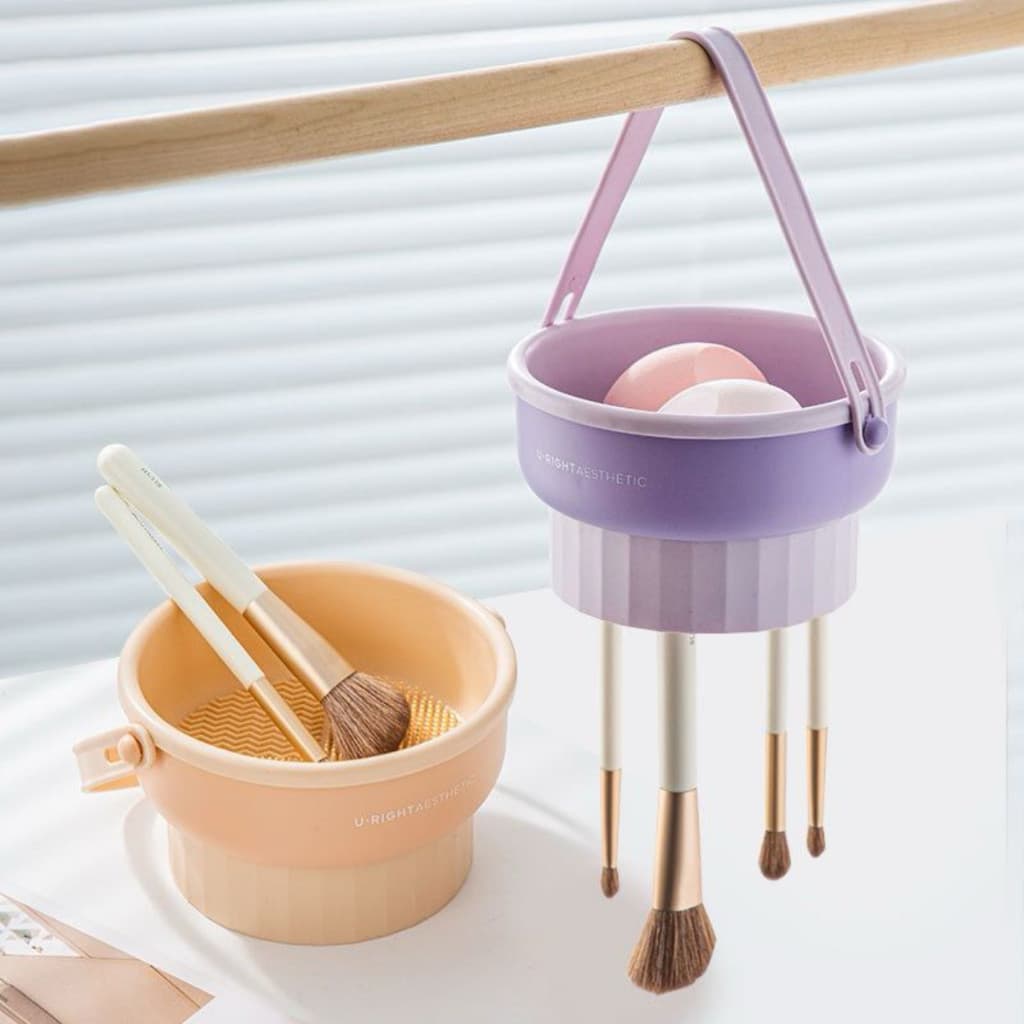 Tigela limpadora de pinceis maquiagem porta pincel silicone multifuncional