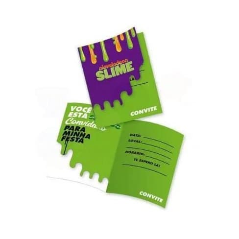 Convite Slime - 8 unidades