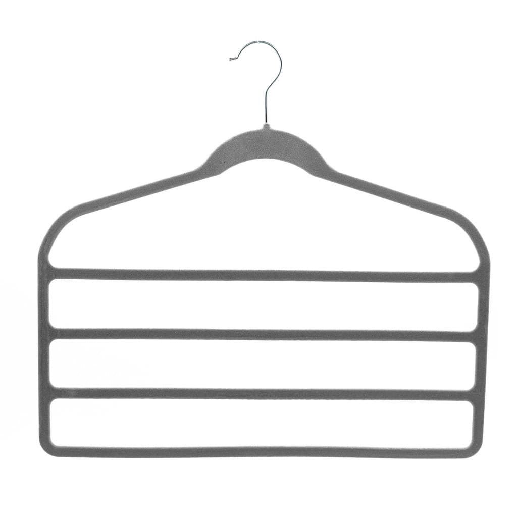 Kit 5 Cabides Veludo cinza Slim antideslizantes p/ 4 calças