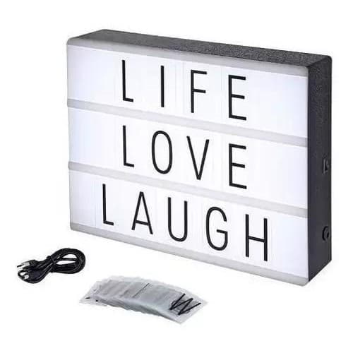 Luminária Led Light Box Letreiro Cinema A4 Letras
