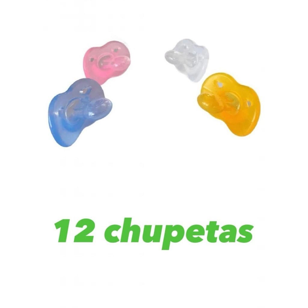 Chupeta Prime 100% Silicone Bico Reto kit com 12 Unidades Baby Nany