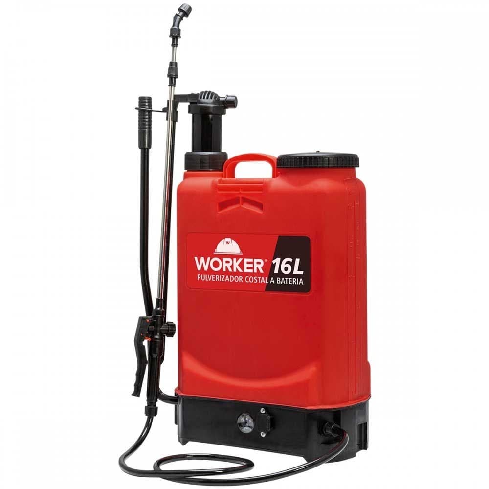 Pulverizador Costal à Bateria e Manual WORKER 16 Litros com 4 Bicos e Carregador