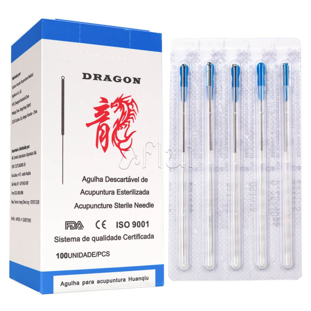 Agulhas Acupuntura Sistêmica 100 un Dragon Cabo C/ Aro