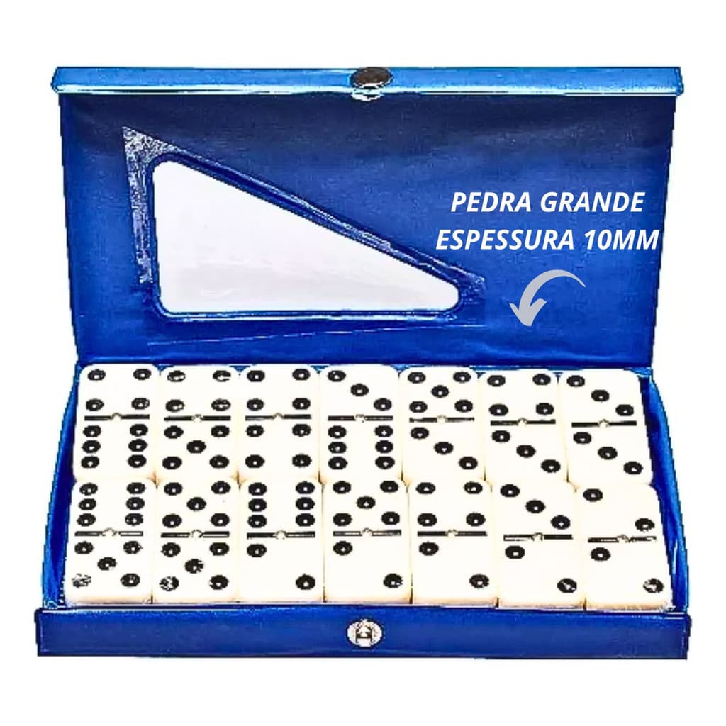 Dominó Profissional Grande 10mm - 28 Peças - Domino Pedra Osso Marfim Jogos Brinquedo de Tabuleiro