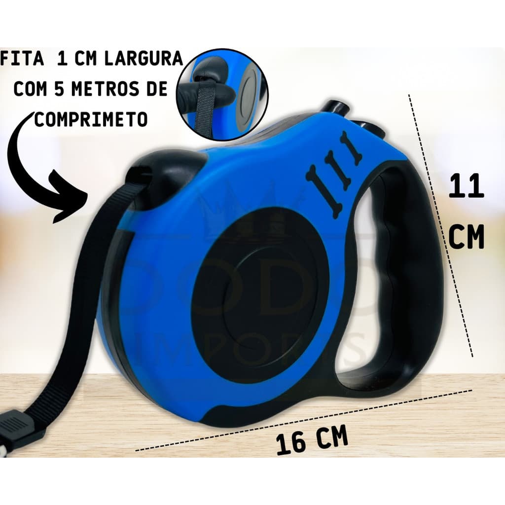 Guia Retrátil Pet Original Coleira 5m Para Cachorros E Gatos Reforçada com Trava