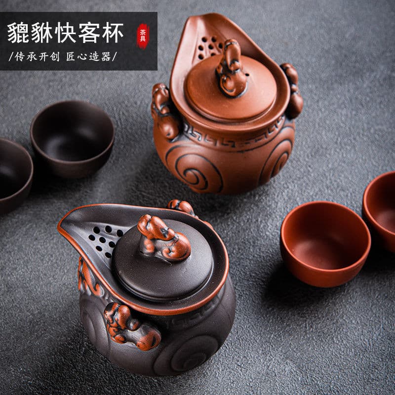 Xícara de chá Yixing Zisha Zhaocai Pixiu Kuaike, Xícara de chá minimalista Yixing Zhaocai Pixiu Quick Cup Xícara de chá estilo simples para o lar Chávena de chá Kung Fu Conjunto de chá Kung Fu 2.18
