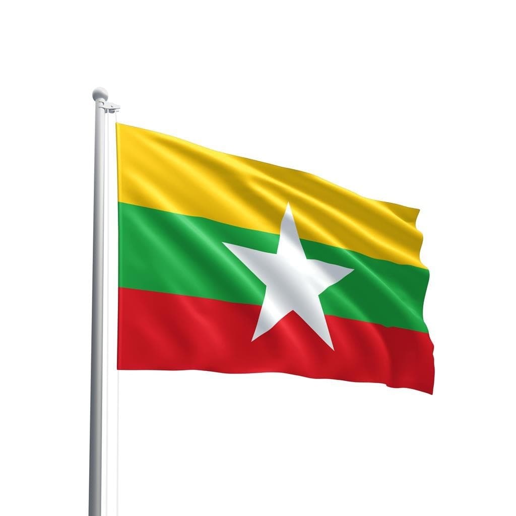 Bandeira De Mianmar 140x80cm Em Oxford 100% Poliéster -  Qualidade Premium