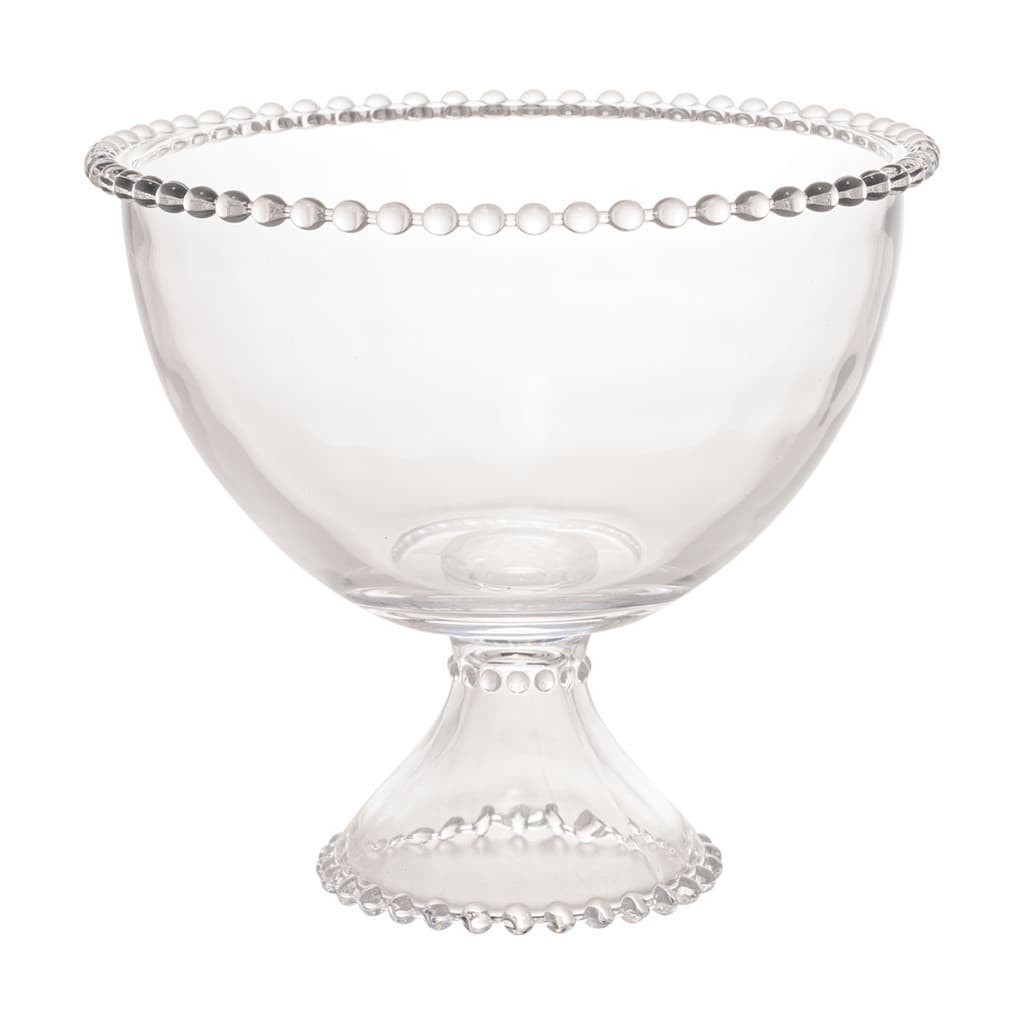 Bowl com Pé de Cristal Pearl Bolinha Transparente 21 x 19cm