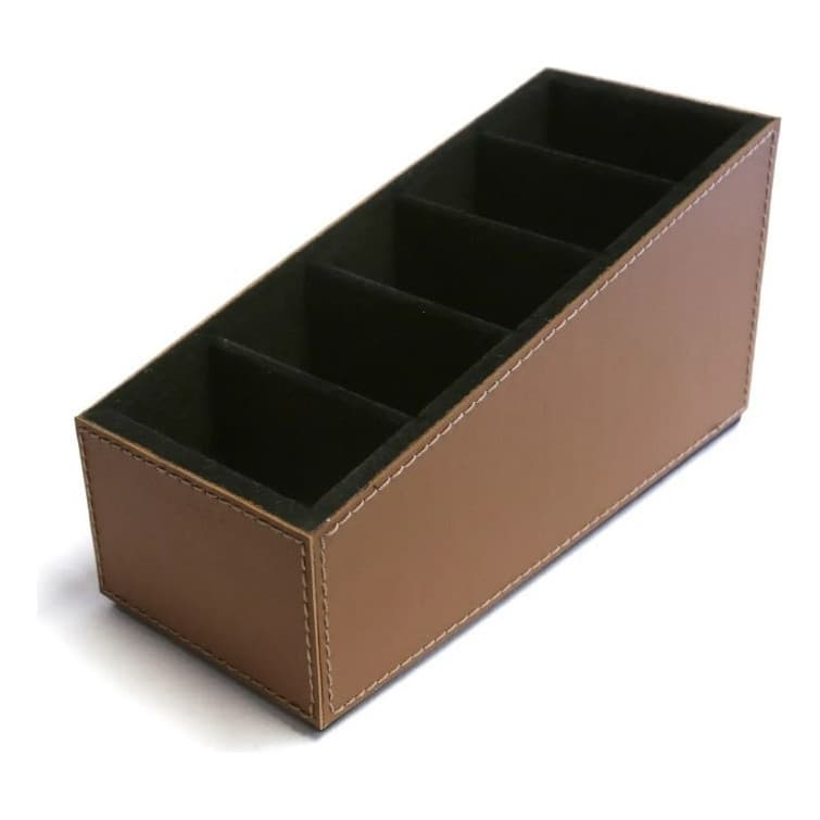 Porta Controle Remoto 5 Divisórias Em Corino Cor Caramelo