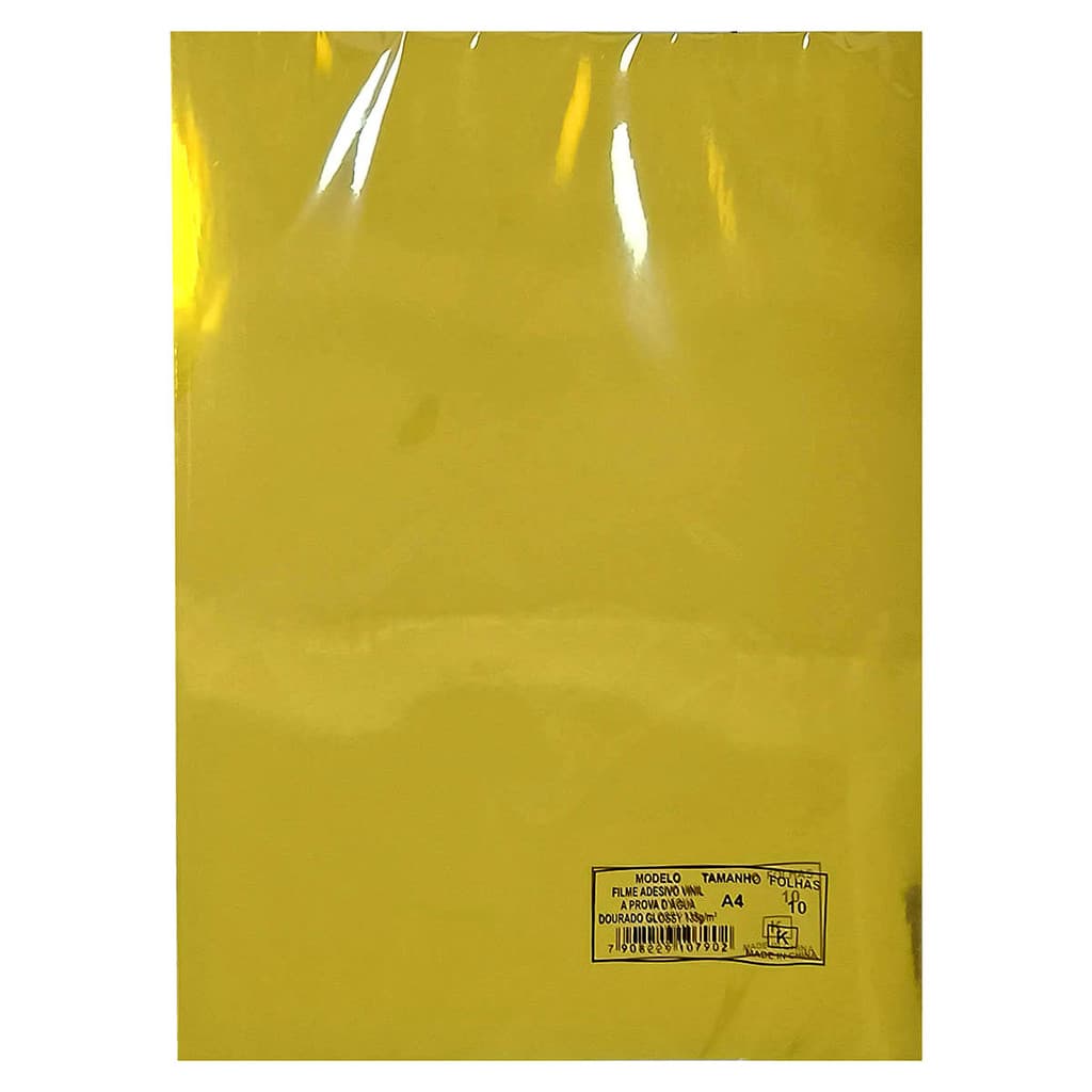 Adesivo Vinil Dourado Glossy 135g A4 À Prova D'Água PVC Filme Adesivo Brilhante com 10 Folhas