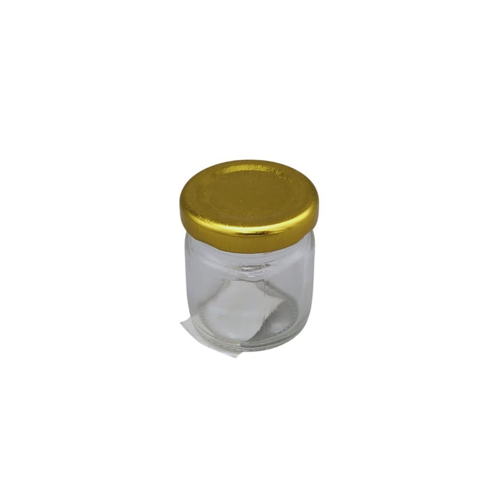 POTE DE VIDRO 40ML  C/ TAMPA DE ROSCA DOURADA 20139