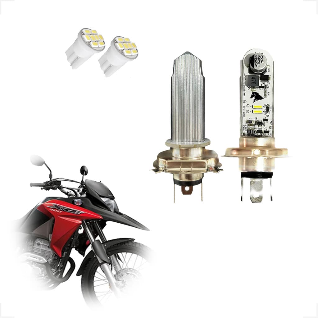 Lâmpada Led H4 Chip Foco Duplo XRE 300 2010 2011 2012 2013 2014 2015 2016 2017 2018 2019 2020 2021 2022 2023
