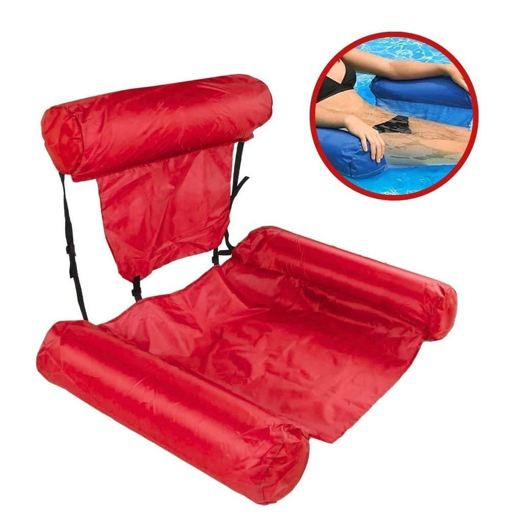 Cadeira Boia Flutuante para Piscina Poltrona Ajustável Vermelha Importway IWCPBFVM