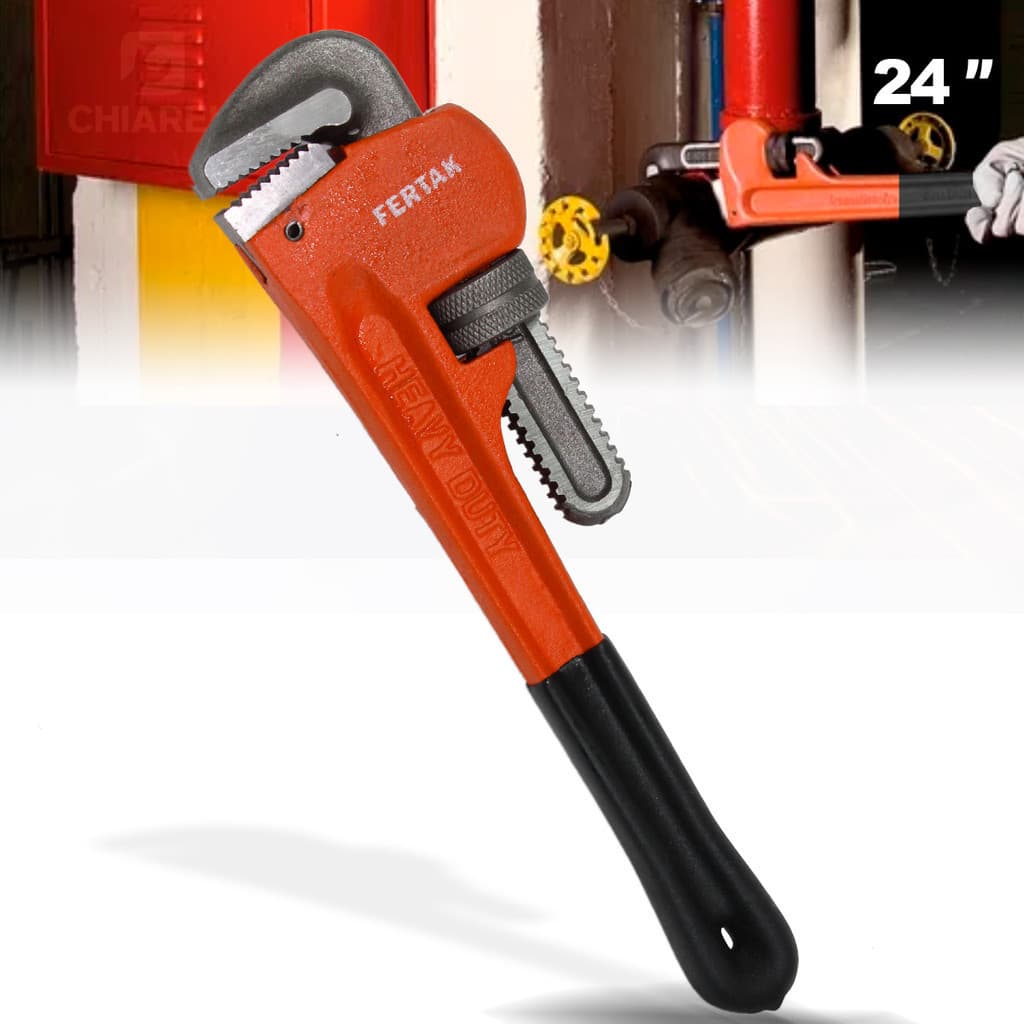 Chave Grifo Tipo Americana FERTAK TOOLS nº 24" Aço Carbono Cabo Emborrachado