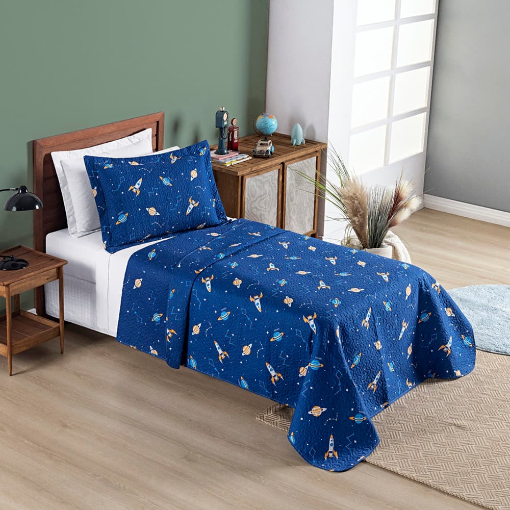 Cobre Leito Cama de Solteiro Infantil Menino Menina Galaxia