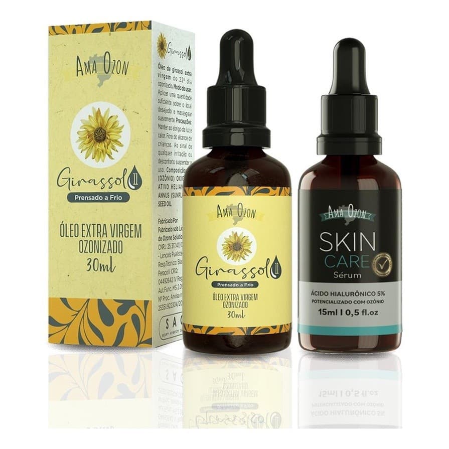 Kit Serum Acido Hialuronico Ozonizado + Oleo de Girassol com Ozonio Super Concentrado