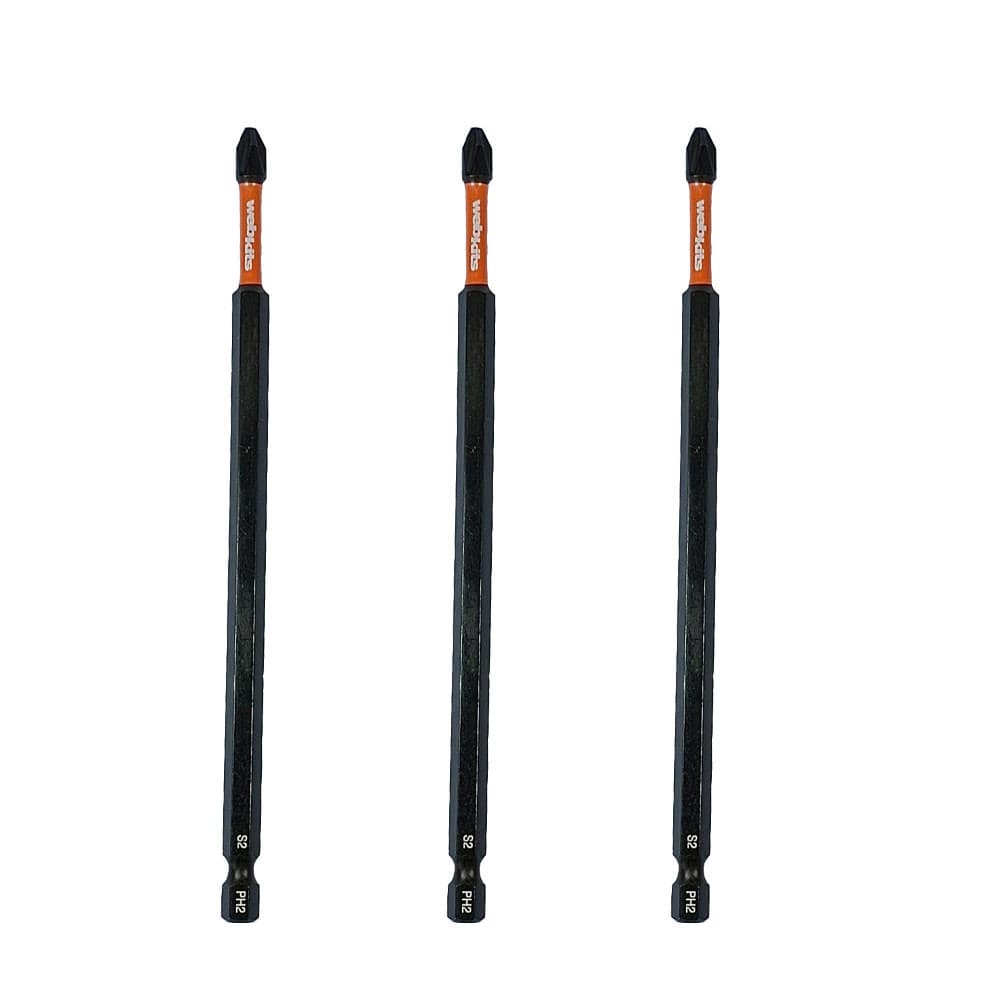 Bits Ponta Ponteira Phillips 150mm Ph2 De Impacto Imantado Kit 3 Peças Webkits