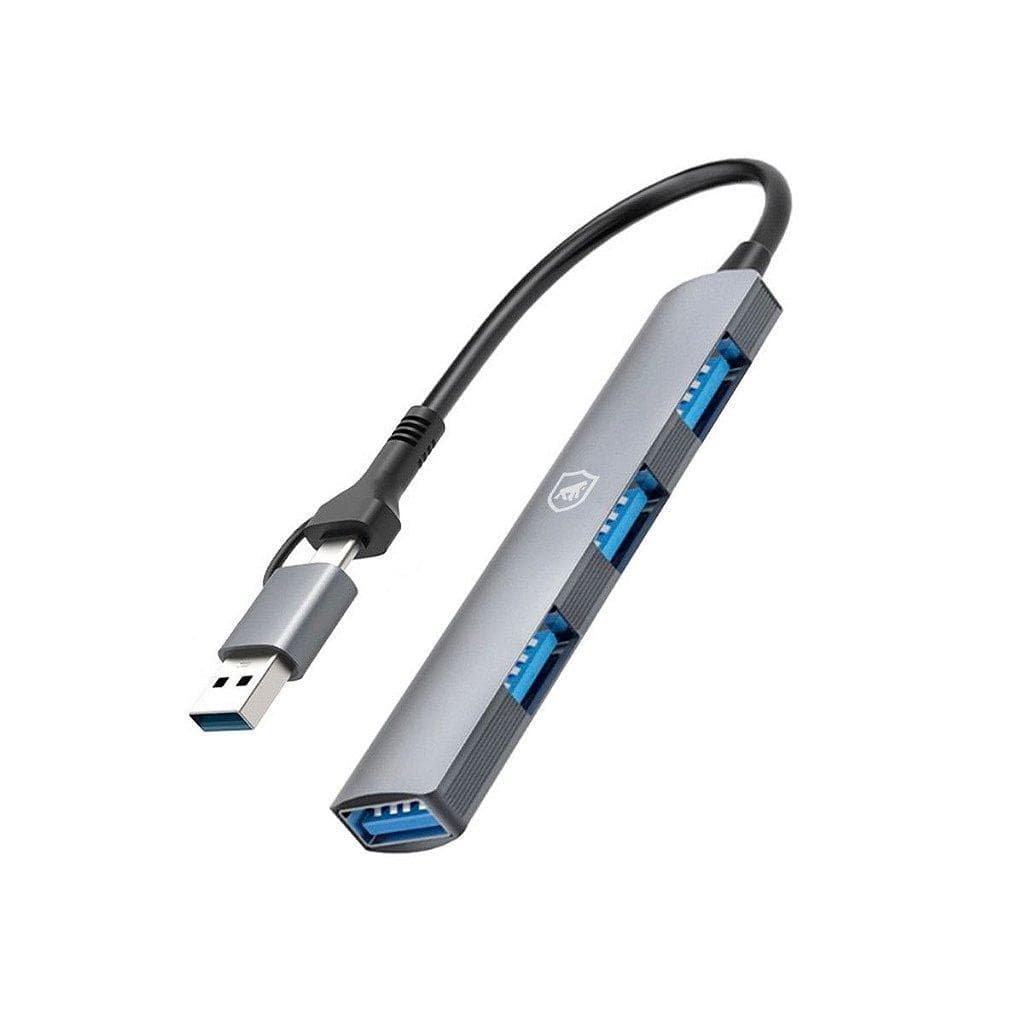 Gshield Hub Adaptador Dock Station 4 em 1 com Entrada USB-C e Adaptador USB-A, Multiportas com 1 USB 3.0 e 3 USB 2.0