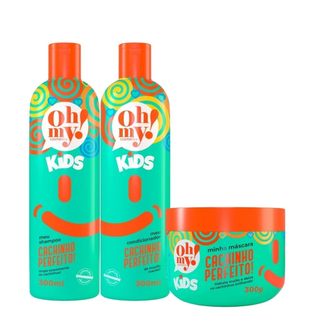 Shampoo Condicionador e Máscara Cachinho Perfeito! Oh My! Aloe Vera e Murumuru Hipoalergênico