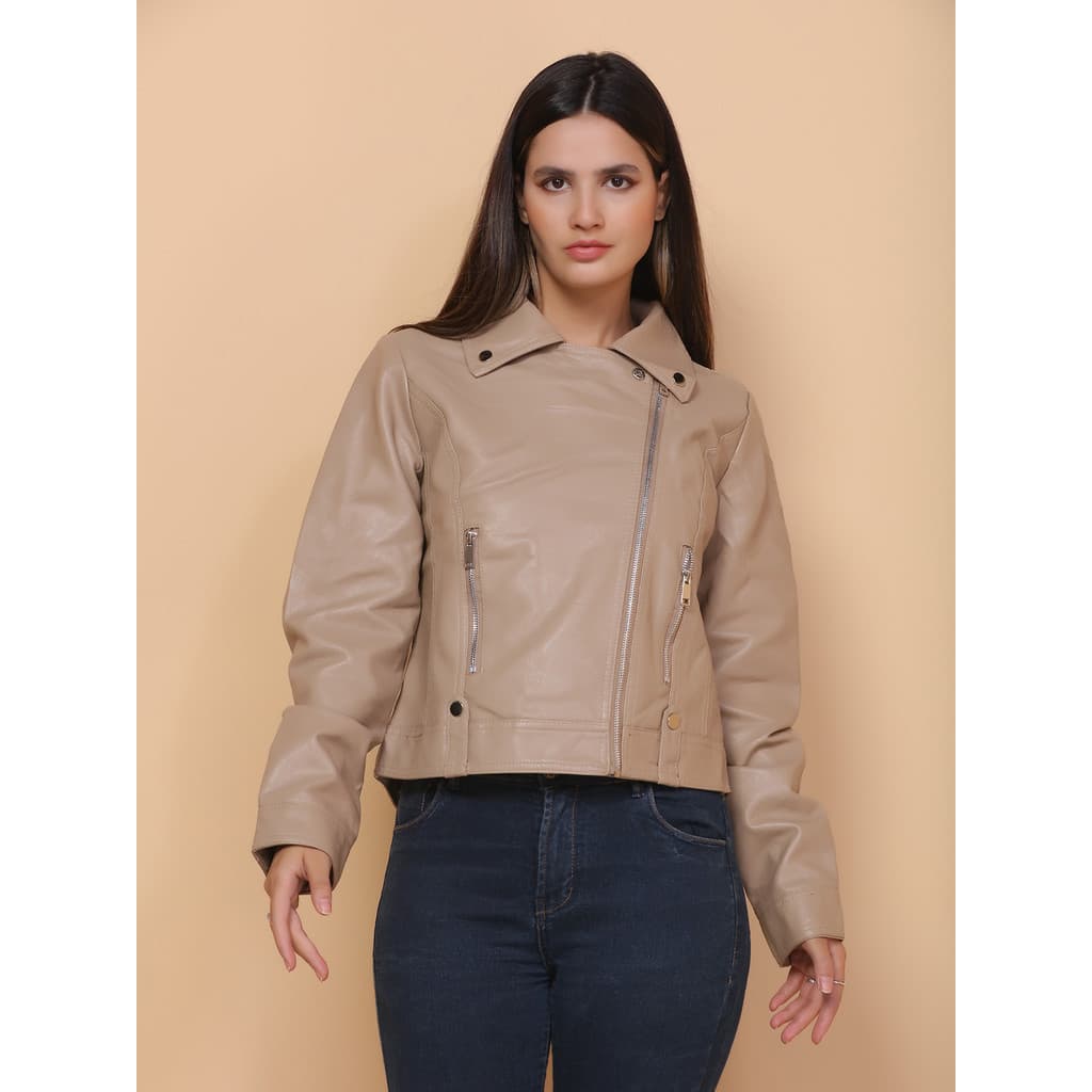Jaqueta Couro Casaco Feminina Blusa Com Zíper Impermeavel Premium Luxo  Estilosa Moda Quatro Estações
