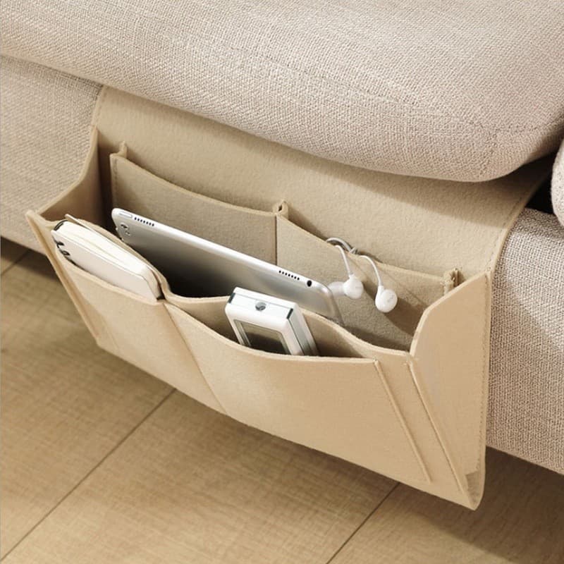 Organizador Saco Sofá Cama Lateral Pendurado Bolsos com Porta Controles e Celulares
