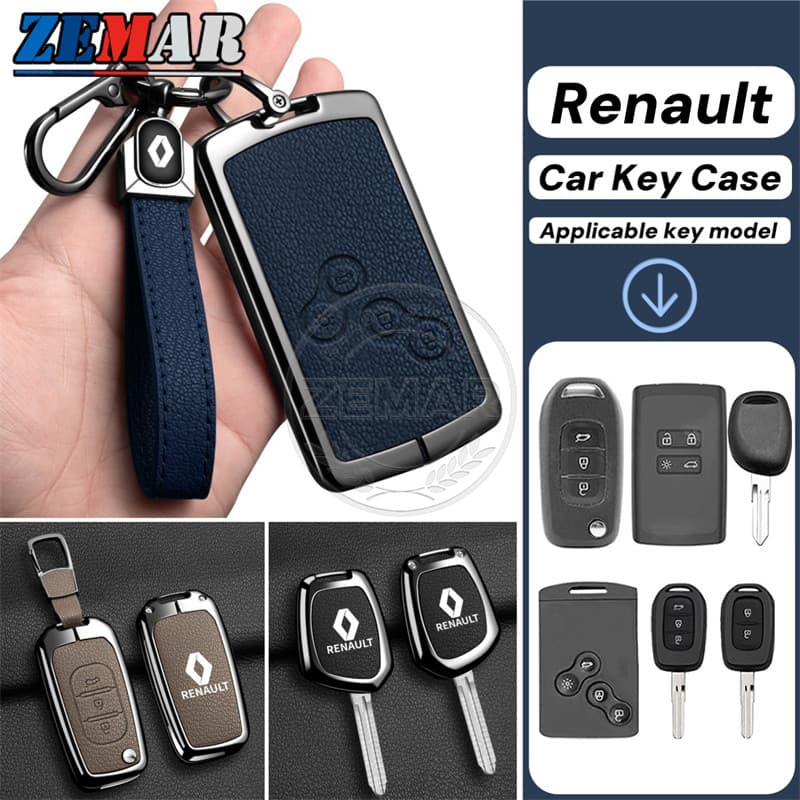 Capa Para Chave De Carro Renault Couro Em Liga De Zinco Protetor De Inteligente Acessórios De Moda Kwid Duster Oroch Kar
