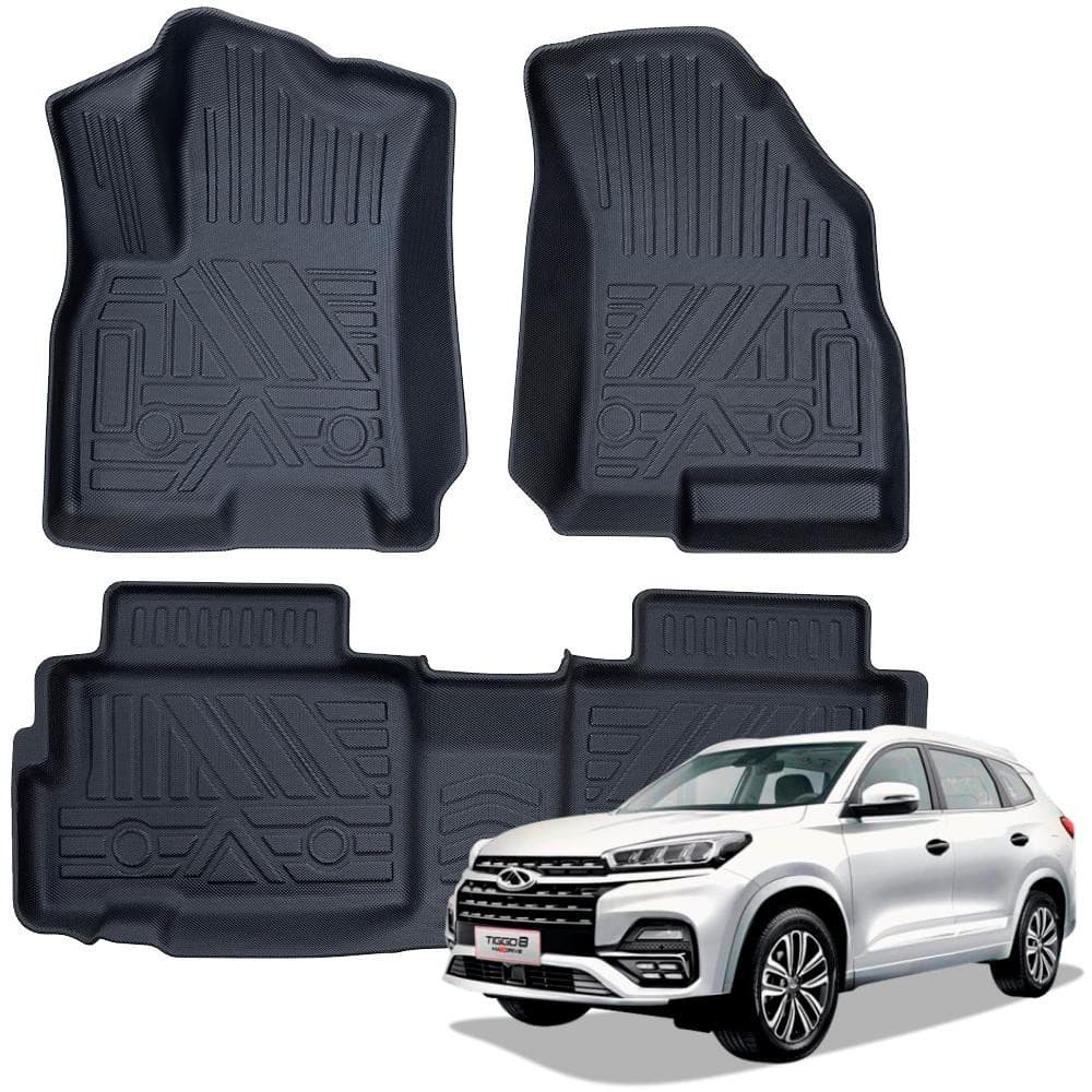 Tapete automotivo bandeja de borracha para TIGGO 8 Conjunto 3 peças 3D Ekap