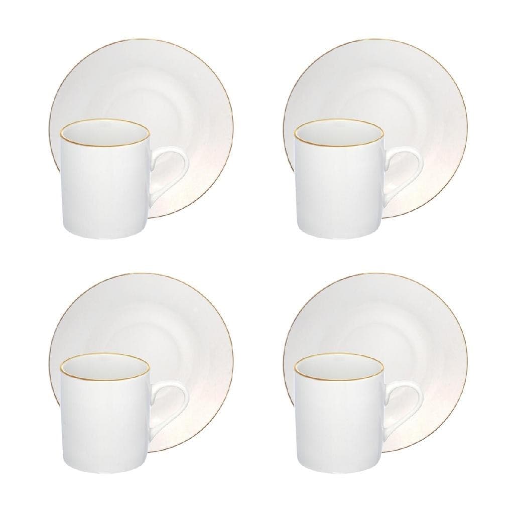 Jogo C/4 Xícaras Royal Em Porcelana Com Pires Café Chá 90ml