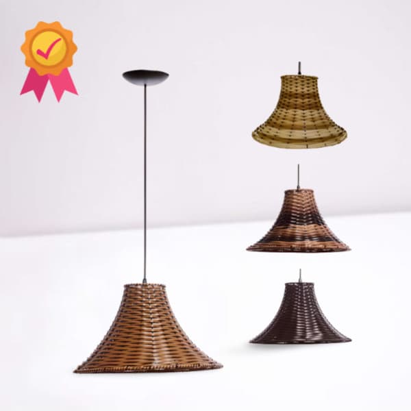 Pendente Junco Chapéu Chinês Luminária Lustre Rústico Fio 1METRO