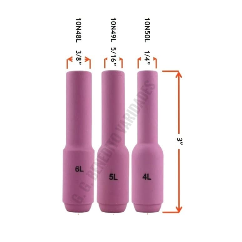 Bocal Cerâmico Longo Tocha Solda Tig 10NL - Kit 3 Unidades