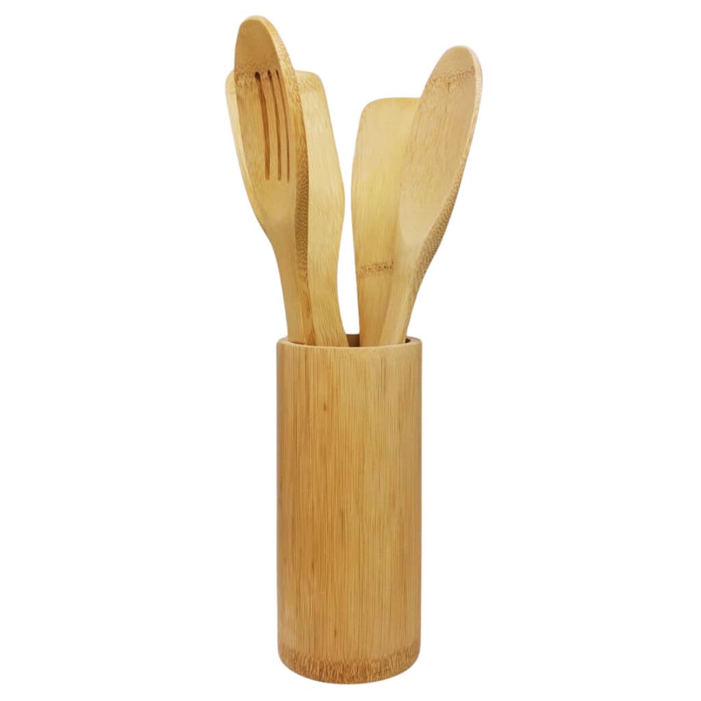 Kit De Utensílios De Bambu 5pcs Cozinha