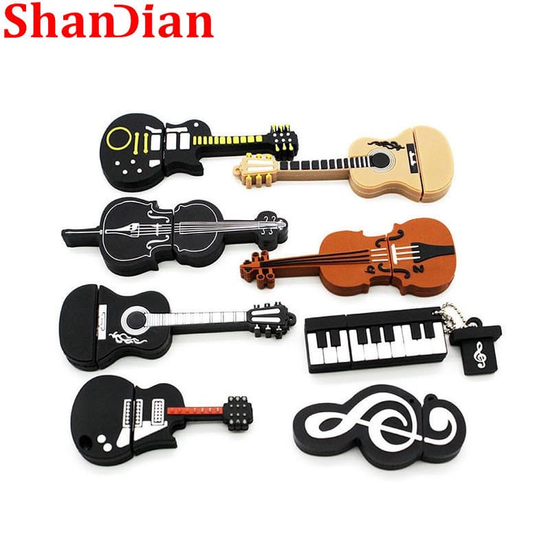 SHANDIAN Eight Instrumentos Musicais Modelo USB Flash Drives 128MB Pendrive 4GB Memória De Presentes Criativa Stick 16GB Dados De Armazenamento U Disco 32GB Fancy 64G Violino/Pian 128GB