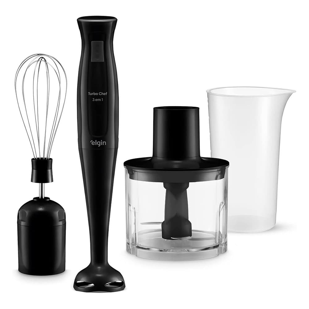 Mixer Elétrico Triturador Desmontável Liquidificador Chef MIX-20 3 em 1 200W  Preto Elgin - 127V