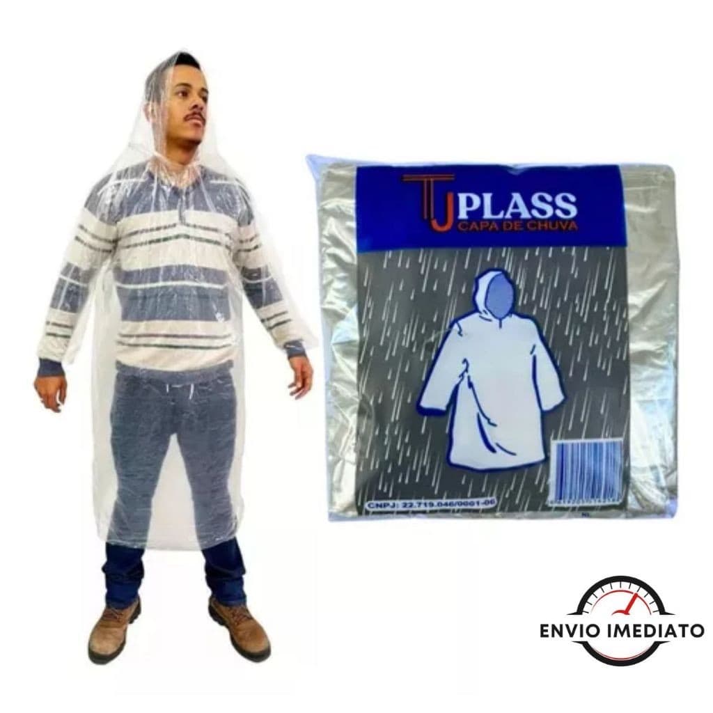 Kit 5 Capas De Chuva Descartáveis Unissex Transparente Camping Pesca Caminhada Eventos