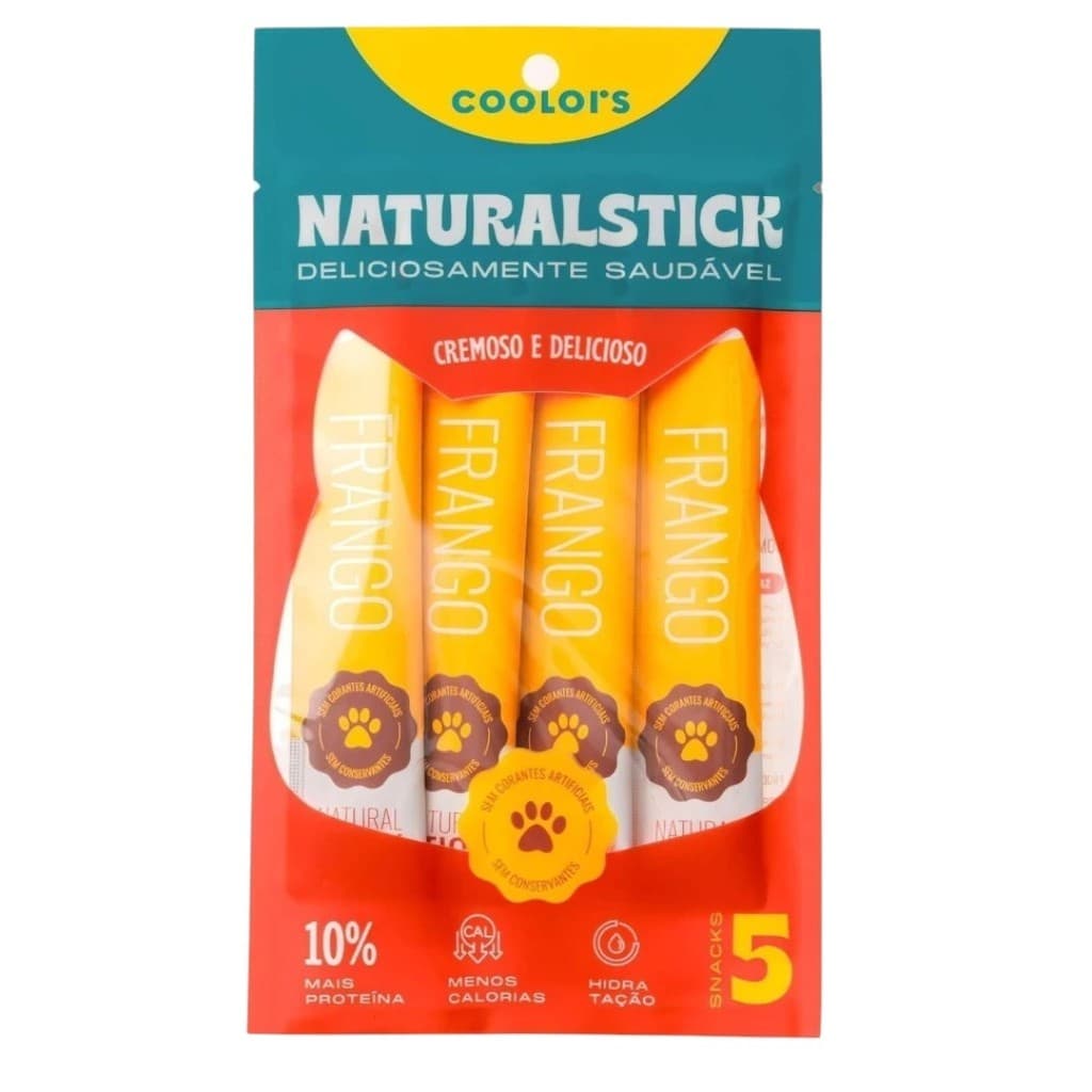 Sachê Natural Stick Sabor Frango Gatos Com 5 Unidades De 15g