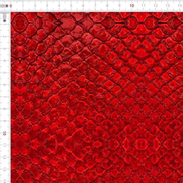Tecido Sarja Impermeável Estampada Pirarucu Vermelho  (0,50 x 1,50 mts)