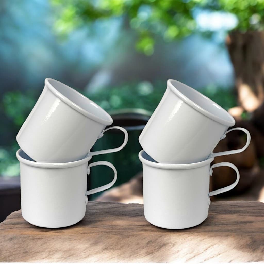 Kit 4 Caneca Copo Moscow Mule Alumínio Cor Branco 350ml