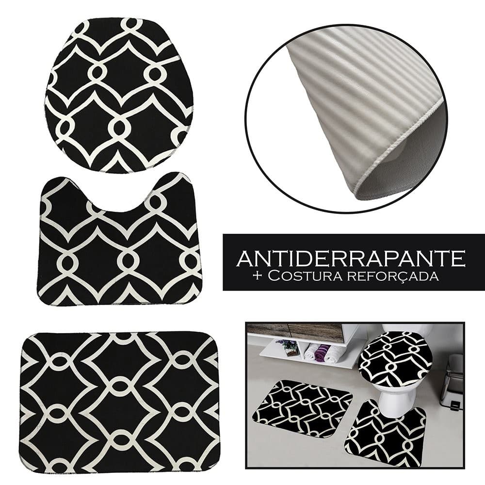 Tapete Para Banheiro Jogo com 3 Pçs Antiderrapante Várias Estampas Atacado