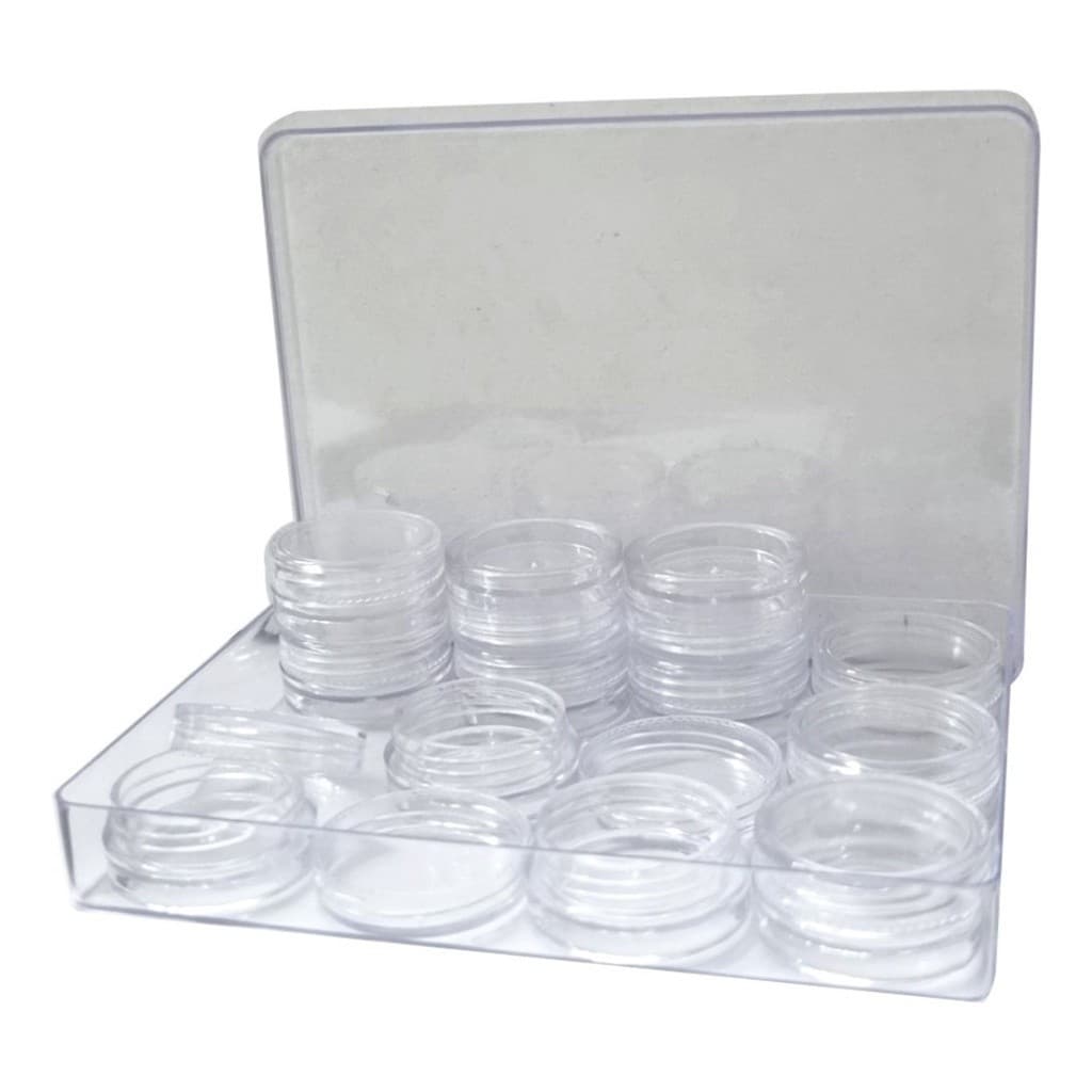 Kit 2 Caixas Armazenamento Art Nail C/12 Potinhos E Tampas