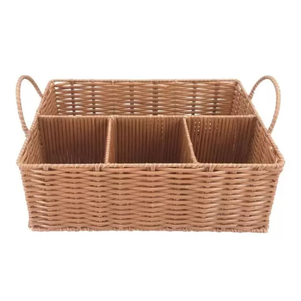 Cesta retangular Polibrown polipropileno L23xP32xA11cm 4 compartimentos Dynasty