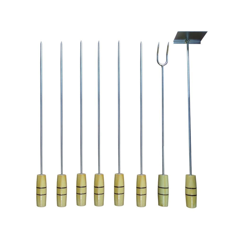 Espetos Para Churrasco 6 Un + Rastelo Para Brasa + Garfo 49 cm