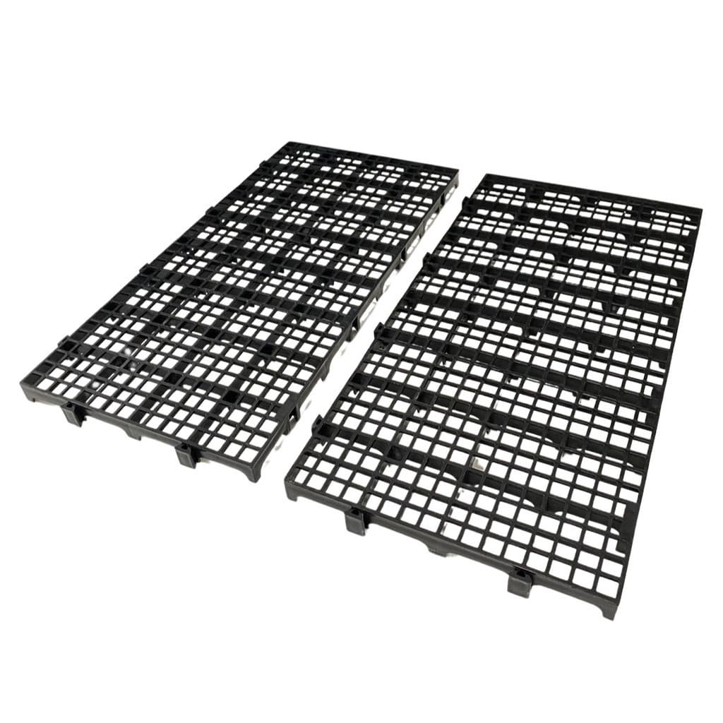 Kit 2 Peças Palete Estrado Piso Plástico Reforçado Preto 2,5x25x50 Cm