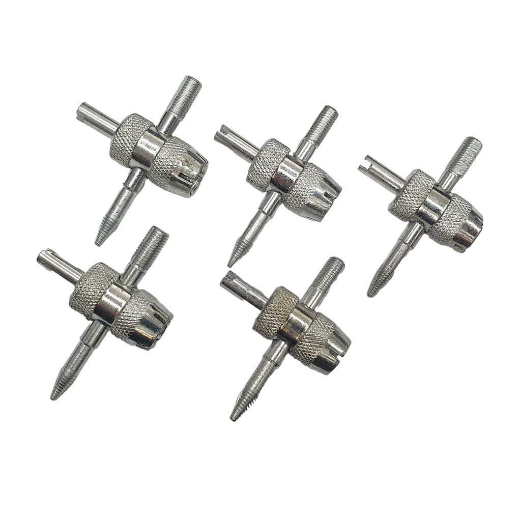 Kit 5 Chave Saca Válvula Extrator Pneu Carro Moto 4x1 Ômega