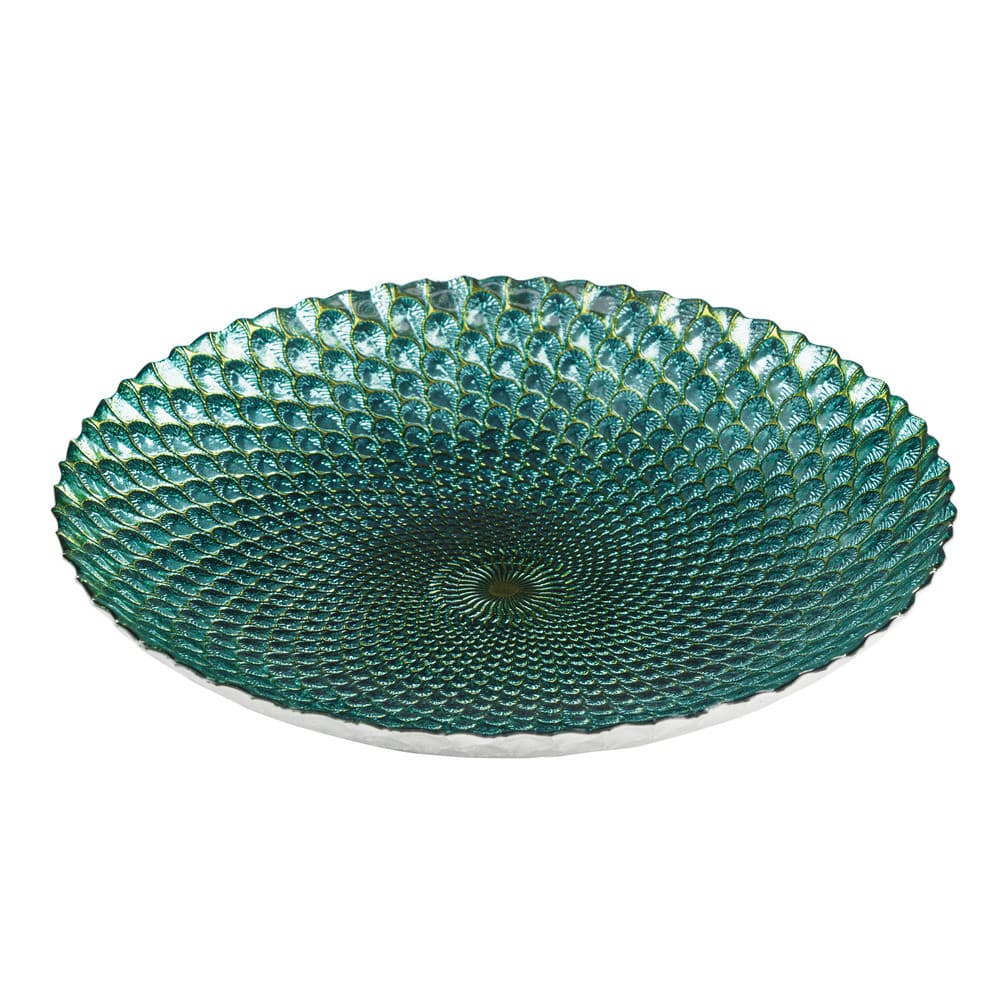 Centro de Mesa Decorativo de Vidro Istambul Verde C/Dourado 40x7cm Wolff