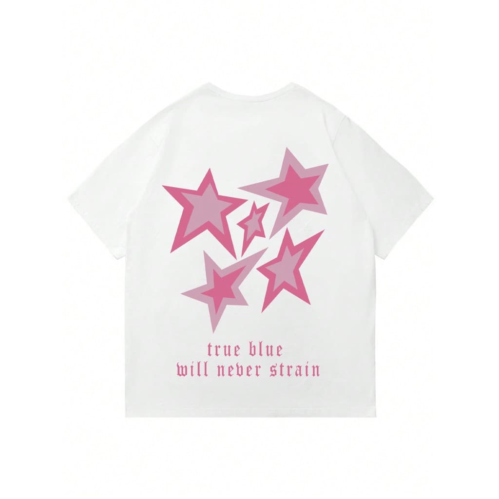 Camiseta Masculina Pink Star 100% Algodão Premium Estrelas Rosas