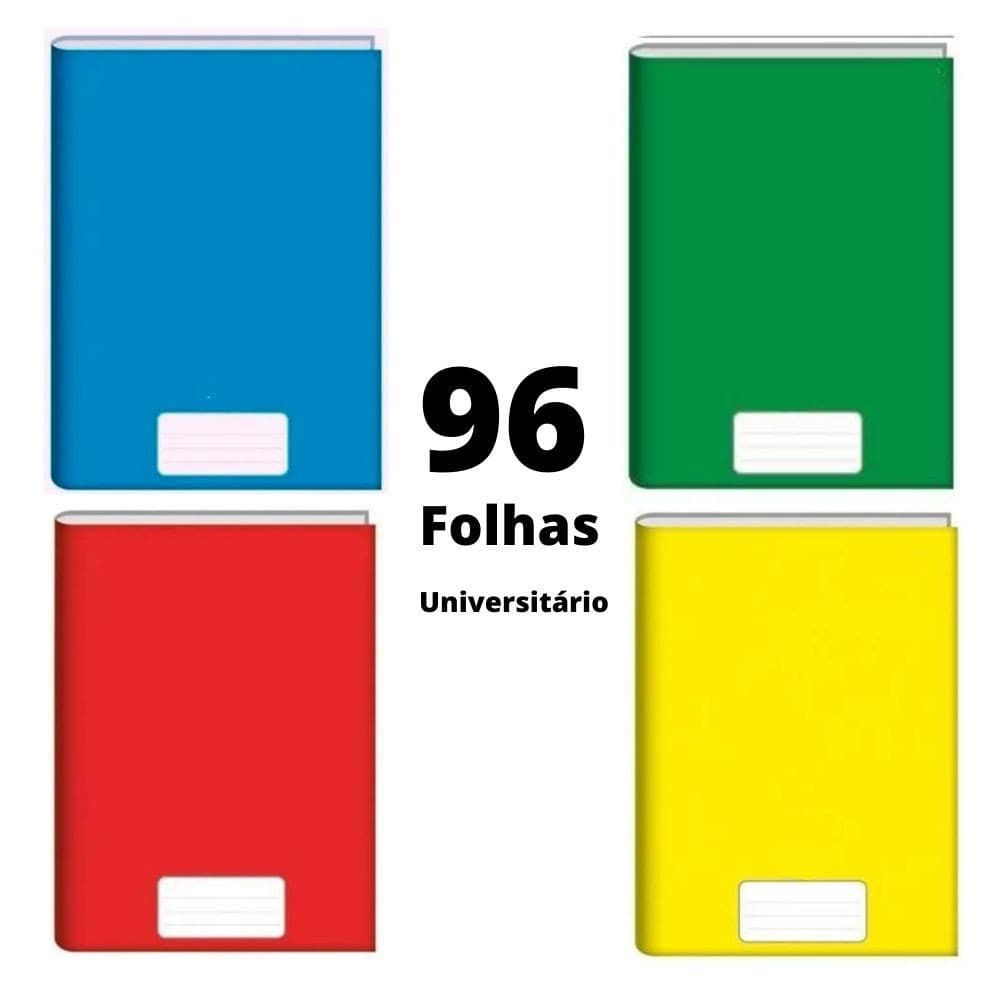Caderno Capa Dura Costurado Brochura 96 Folhas Universitário Cores Sortidos Escolar