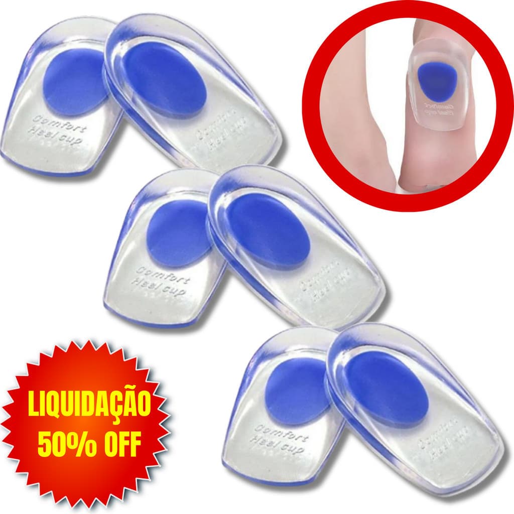 Kit 3 Par Meia Palmilha Silicone Gel Ortopedica Esporao Calcanheira